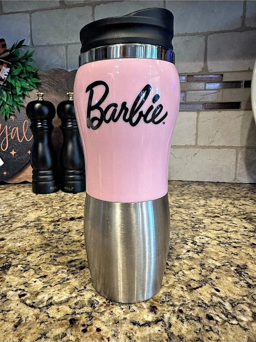 Barbie Pink & Silver Travel Tumbler